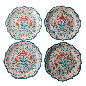 Pioneer Woman  FOLK GEO  10.7" Dia.  Melamine Dinner Plates Set Of 4